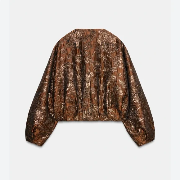 Zara Shimmering Copper Bomber Jacket - Picture 2 of 7